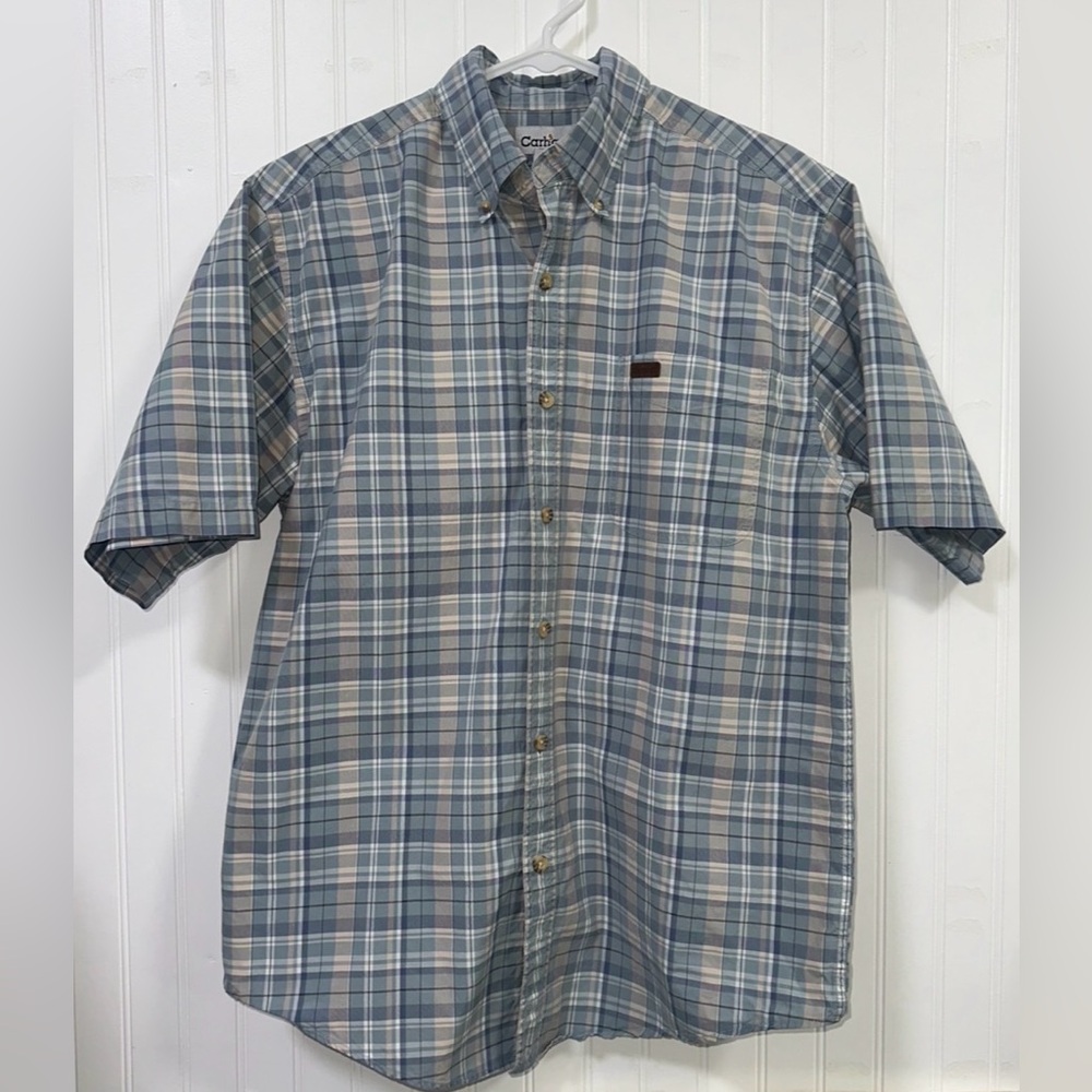 Carhartt Cotton Plaid Button Up Short Sleeve Mens M Relaxed Fit Shirt *READ*